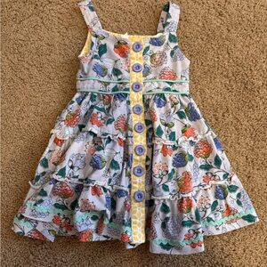 Matilda Jane Floral Ruffle Dress with Blue Buttons